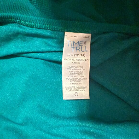TIME AND TRU WOMEN'S TEAL TANKINI SET WITH SILVER BUTTON ACCENTS - Picture 9 of 9